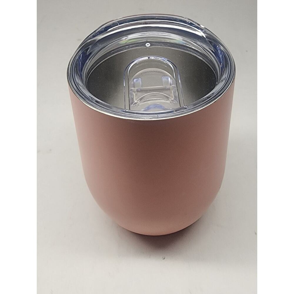 Pink Stainless Steel Wine Tumbler With Clear Lid - 11.57 Ounces